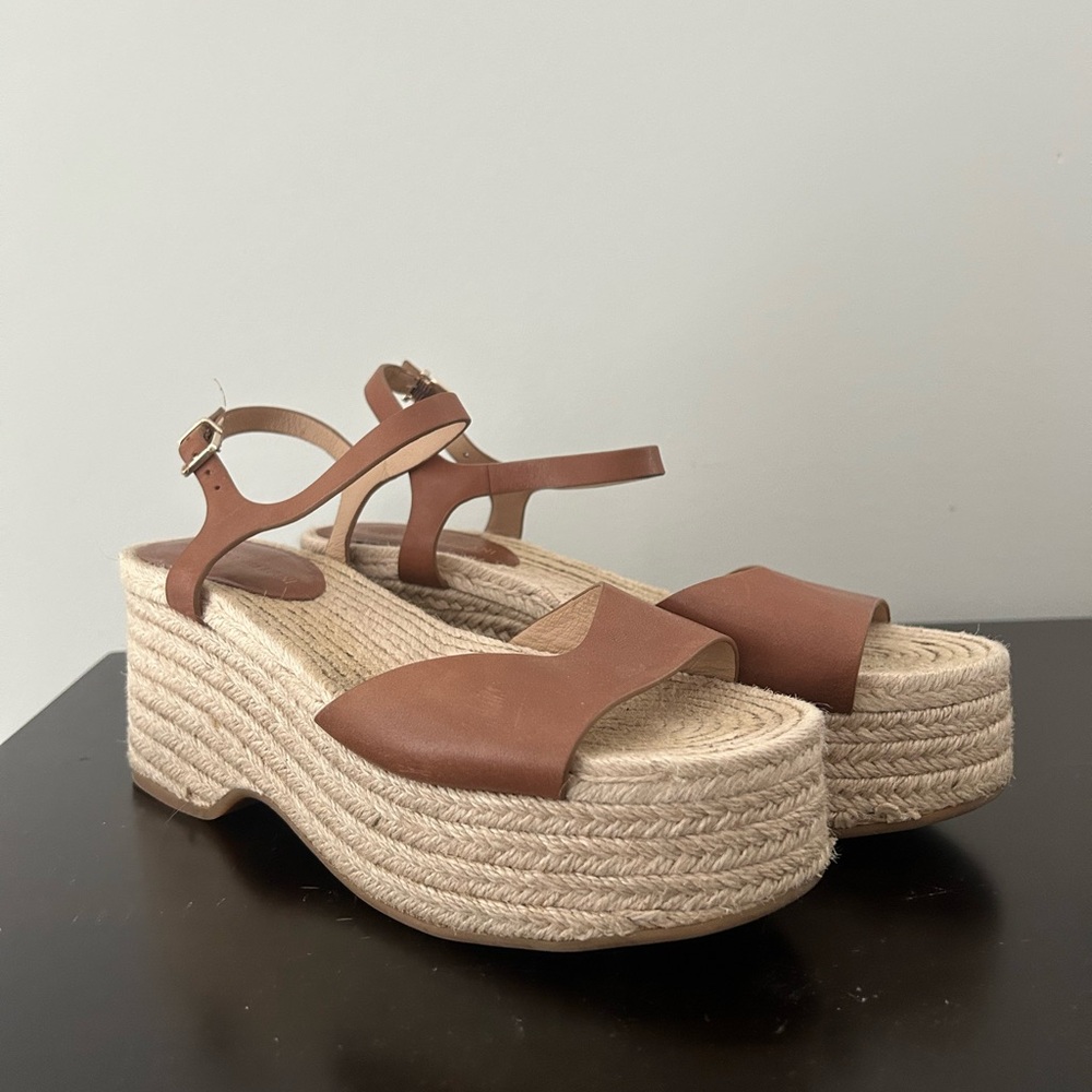ANTONIO MELANI Brown Espadrille Platform Sandals Size 8